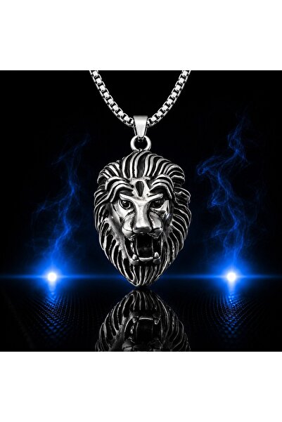 voyageaccessory Stainless Steel Power Symbol Lion Head -King Lion Necklace