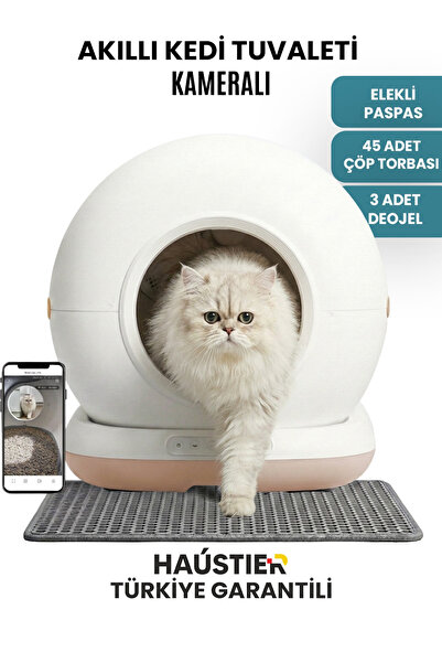 Haustier CB002 KAMERALI Akıllı Otomatik Kedi Tuvaleti, (Haustier Türkiye Gara...