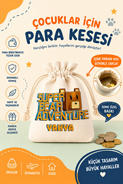 Morinna İsme Özel Süper Bear Baskılı Harçlık Para Kesesi KS-01