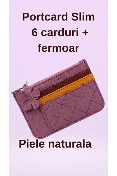 OEM Slim Genuine Leather Card Holder with zipper, 6 cards, Compact card Walle...