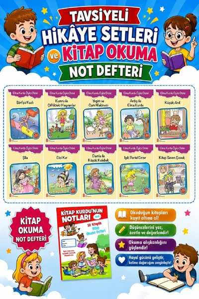 Ata Yayıncılık Ata 3.sınıflar Için Elma Kurdu Öykü Dizisi+kitap Okuma Not Defter