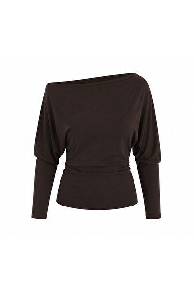 Serpirella Butik Bluză cu decolteu în formă de barcă, cu umăr dezactivat