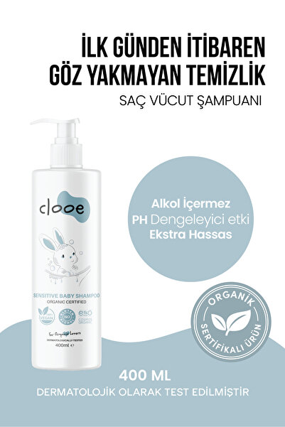 clooe Vegan Organik Göz Yakmayan Alkol Gluten İçermeyen Yenidoğan Uyumlu Sens...