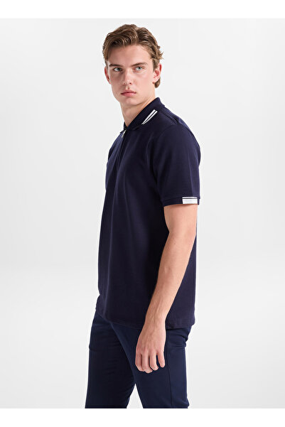 Fabrika Lacivert Erkek Slim Fit Jakarlı Polo T-Shirt F6SM-TST 2072