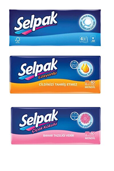 Selpak Set of 3 Wipes (Classic-Lotion-Parfume)1*3 (30 Pieces of 1 Wipes)