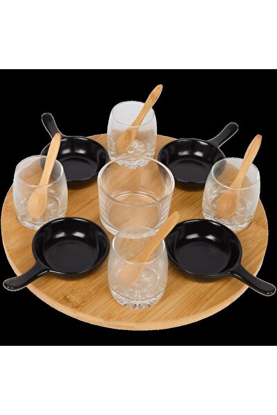 OEM 14-piece serving set with Bamboo rotating stand