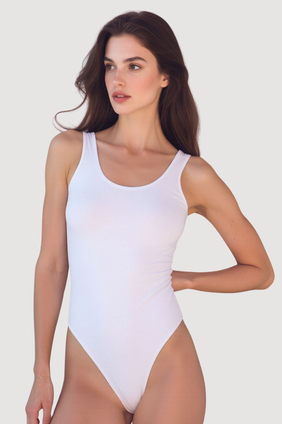 Loule Kadın U Yaka Kalın Askılı Pamuklu Çıtçıtlı Body Esnek Basic Atlet - %95...