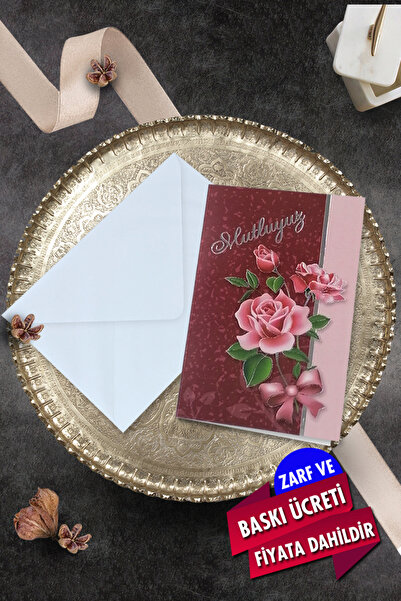 Cem Davetiye Düğün Nişan Nikah Kına Davetiyesi 3279 (100 ADET) Baskı Dahil