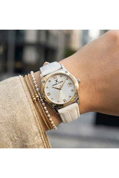 Daniel Klein Premium White Leather Watch for Women DK.1.14270-3