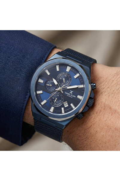 Daniel Klein Exclusive Dark Blue Mesh Band Watch for Men DK.1.14234-4