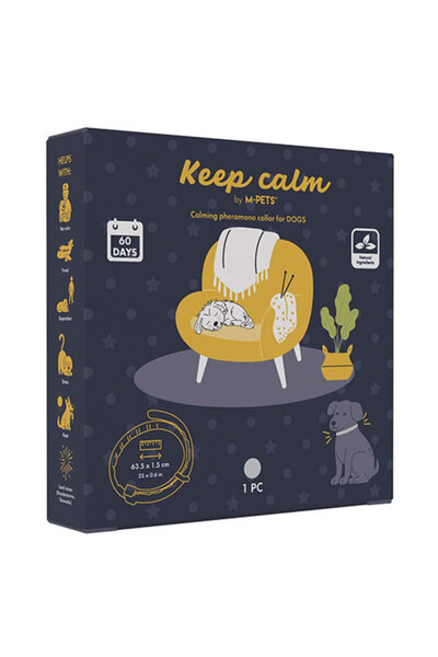 M-PETS Keep Calm Calming Sakinleştici Köpek Tasması Gri