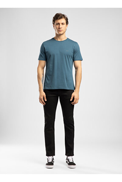 Lee Cooper تي شيرت رجالي من Petrol بقصة عادية وشعار مطبوع 262 LCM 242033 LOGO...