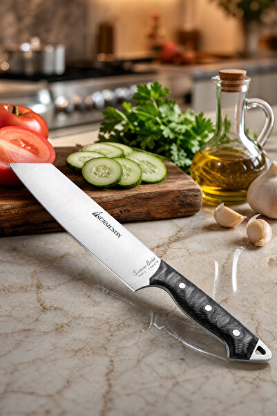 SÜRMENOX Sürmene Serisi Santoku Mutfak Şef Bıçağı Siyah Verzalit Sap Et Ekmek...
