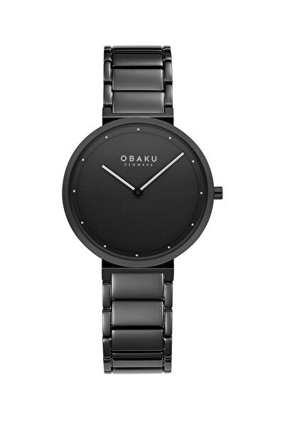 Obaku Denmark ساعة يد نسائية V258LXBBSB من الفولاذ الأسود والزجاج الياقوت الأ...