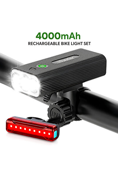 Huerler Set Far/Stop Bicicleta Aluminiu, Vision Pro, 4xMod Lumina, LED, 4000m...