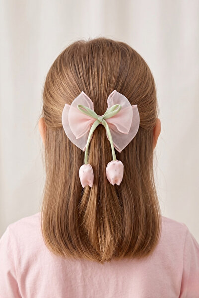 Luludy Kids Taşlı Lale Figürlü Kız Çocuk Klips Toka