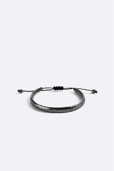Avva Men's Anthracite Hematite Stone Bracelet B009608