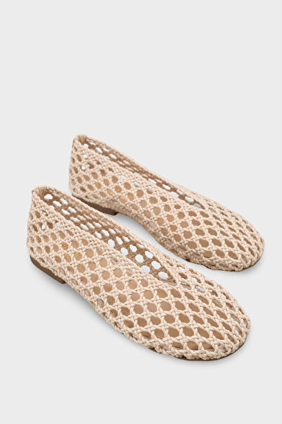 Capone Outfitters Γυναικείες μπαλαρίνες Johanna πλεκτές στο χέρι με δερμάτινη...