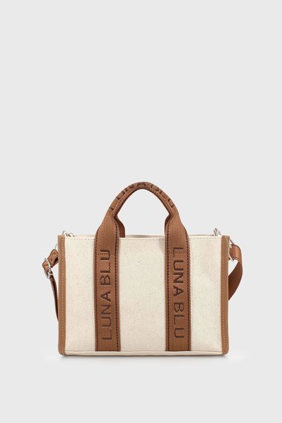 LUNABLU Women's Bag Tan Canvas Crisscross Straps Shoulder Bag