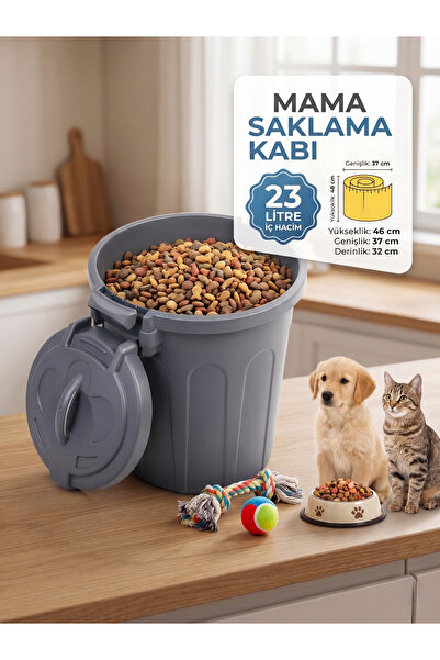 Tasma Market Hava Sızdırmaz Kilitli Mama Saklama Kabı 23 Litre - 8-10 kg Kapa...