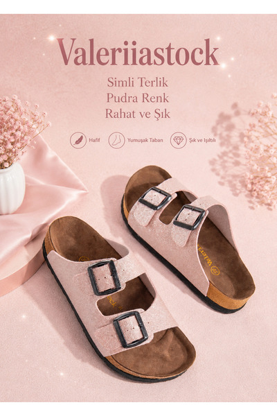 Valeriiastock New Season Slippers Shiny Material Double Buckle