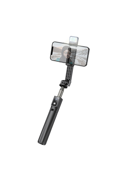 Hoco Stick selfie cu interfață cu șurub de 1/4, telecomandă și lumini LED, 80...