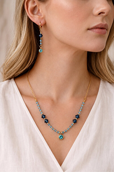 Camellie KY Jewels Maris Glow | Premium Kristal Mavi Taşlı Altın Kaplama Koly...