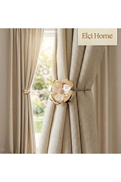 elciavmm Mıknatıslı Gold Çiçek Perde Tokası 1 Adet - Elçi Home