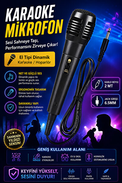 nextbuy Karaoke Mikrofon Kablolu El Tipi Mikrofon 6.5 MM Karaoke Hoparlör Mik...