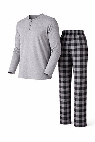 Mutlu City Men's Interlock Comfortable Fit Zero Collar Cotton Pajama Set 6806