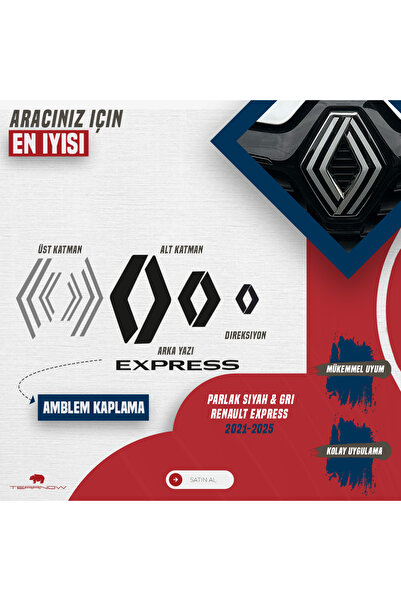 TEARNOW Express (2021-2025) Yeni Nesil Amblem Kaplama Sticker - Piano Black, Siyah & Gri