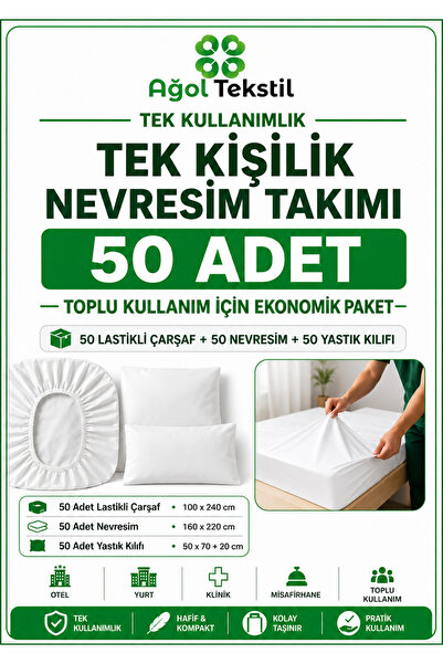 ağol tekstil Economical Pack of 50 – Single Duvet Cover Set |   White, Dispos...