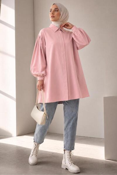 TRENDTESETTÜR KADIN PEMBE BALON KOL TUNİK T 66015