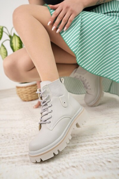 Nesil Shoes Dvm 5003 Sive čizme na vezanje za žene