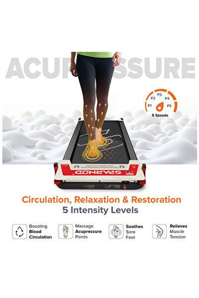 Sparnod Fitness STH-3003 Walking Pad Treadmill with Acupressure Pad, 3-in-1, Massage Pad, LED, Remote, 120kg, 2.5HP