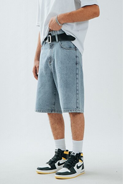 UKHWD SUPPLY Iced Blue Baggy Denim Urban Jort Erkek Şort
