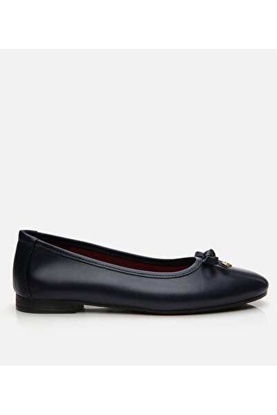 Hotiç Women's Leather Navy Blue Ballerinas