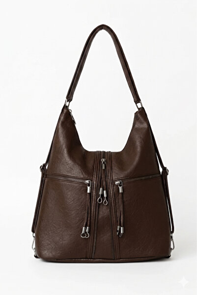 H&D COLLECTİON *Soft Faux Leather Brown Women's Bag Suitable for Hand Shoulde...