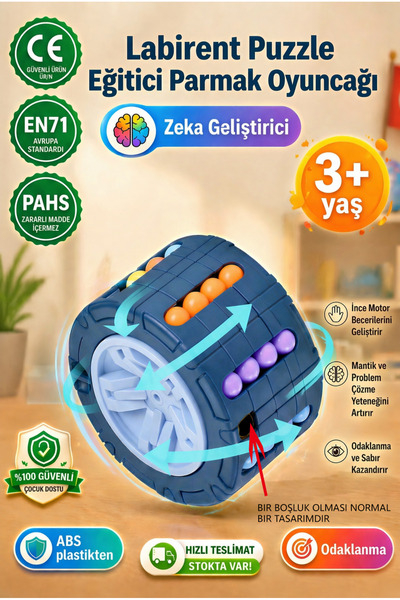 BBSKY Stres Çarkı , Zeka Küpü , Dönen Labirent Puzzle Stres Çarkı Eğitici Par...