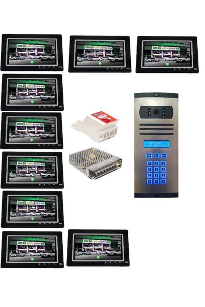 ÇağatayElektrik 9 DAİRE NTS 2015-S 7'' GÖRÜNTÜLÜ DİAFON SİYAH-8003 TUŞ TAKIMLI ŞİFRELİ ZİL PANELLİ SET