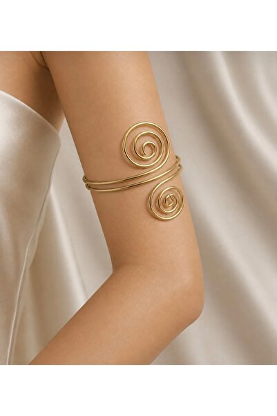 ZEYNEP KARACA Kadın Gold Spiral Model Kol Üstü Bileklik –Pazu Bilekliği-ArmCuff