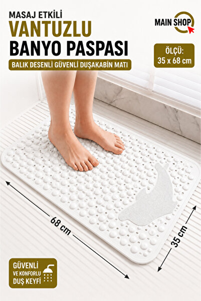 MAİN SHOP 1 Piece of Anti-Slip Mat for Bathroom and Shower with Suction Cups,...