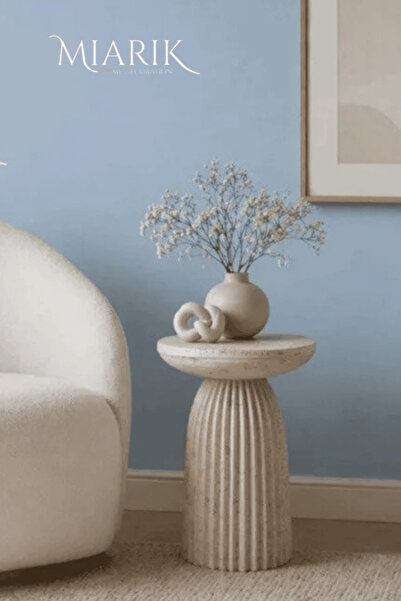 MIARIK DESIGN Emery- Traverten Kesitli Yan Sehpa