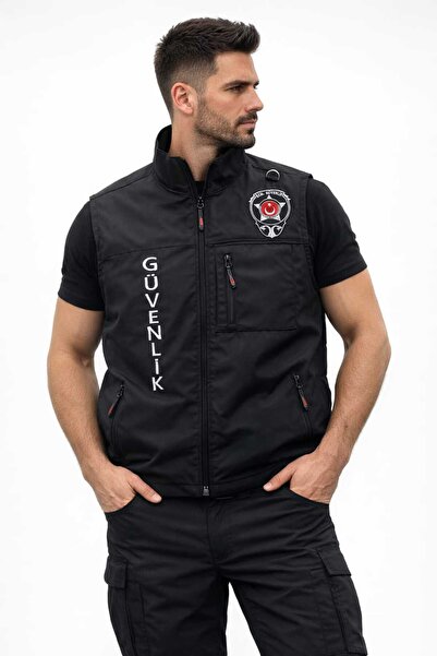 El Capitan Nakış İşlemeli Unisex Özel Güvenlik Yeleği 4 Cepli Arkadan Yazılı ...