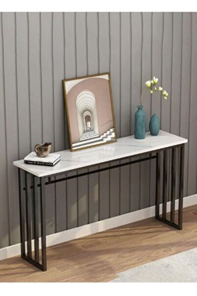 AGD Console Table for Entryway, Marble Pattern Design, Narrow Mdf Sofa Table ...
