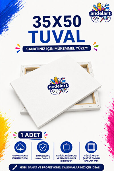 andelart 35X50 Cm 1 Adet Astarlı Mini Etkinlik ve Resim Tuvali