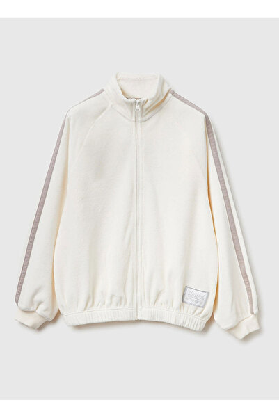 Benetton United Colors of Ekru Girl's Embroidered Sweatshirt 3Uapc505Q