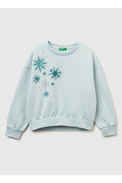 Benetton Hanorac brodat pentru fete United Colors of Green tricou 3J73C10RA