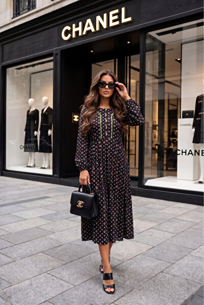 Wild Love Rochie din bumbac cu mânecă lungă, croială lejeră, compatibilă cu î...