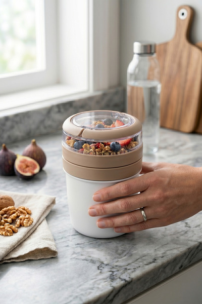 Emofom MixmeGO Müsli Kabı 650 ml Yoğurt Yulaf Saklama Kabı Beslenme Kabı Taşı...